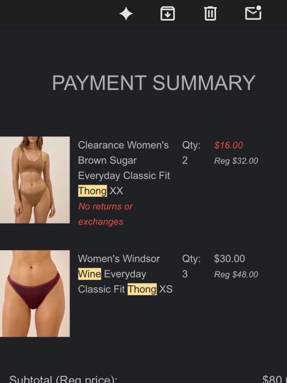 NWT PACT Organic Cotton Non-Toxic Everyday Classic Fit Thong - XS - Wine color - Picture 9 of 9